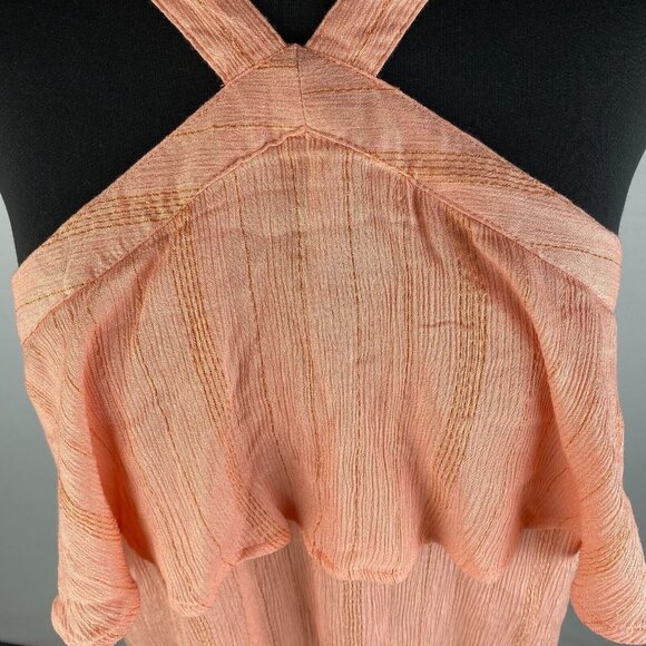 Maurices M Metallic Striped Ruffle Tiered Accent Tank Top Boho Summer Festival - Picture 4 of 13